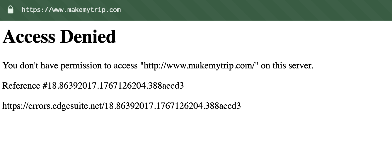 MakeMyTrip Access Denied