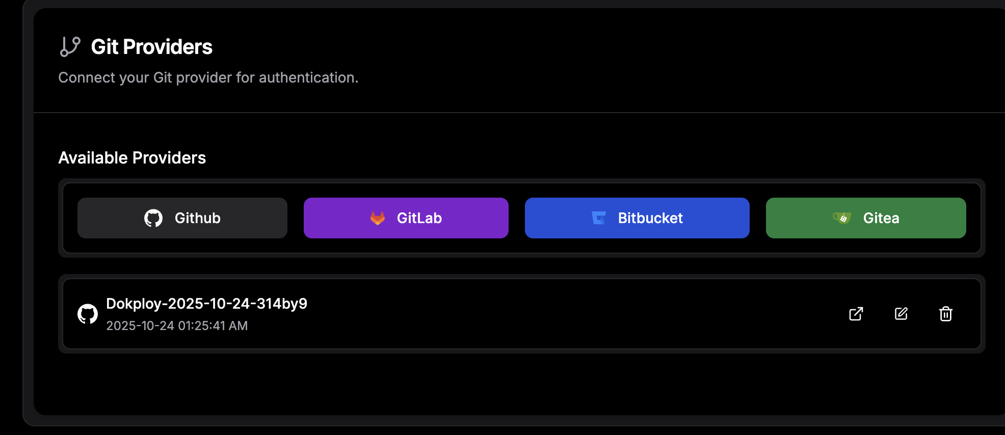 Dokploy Git integration