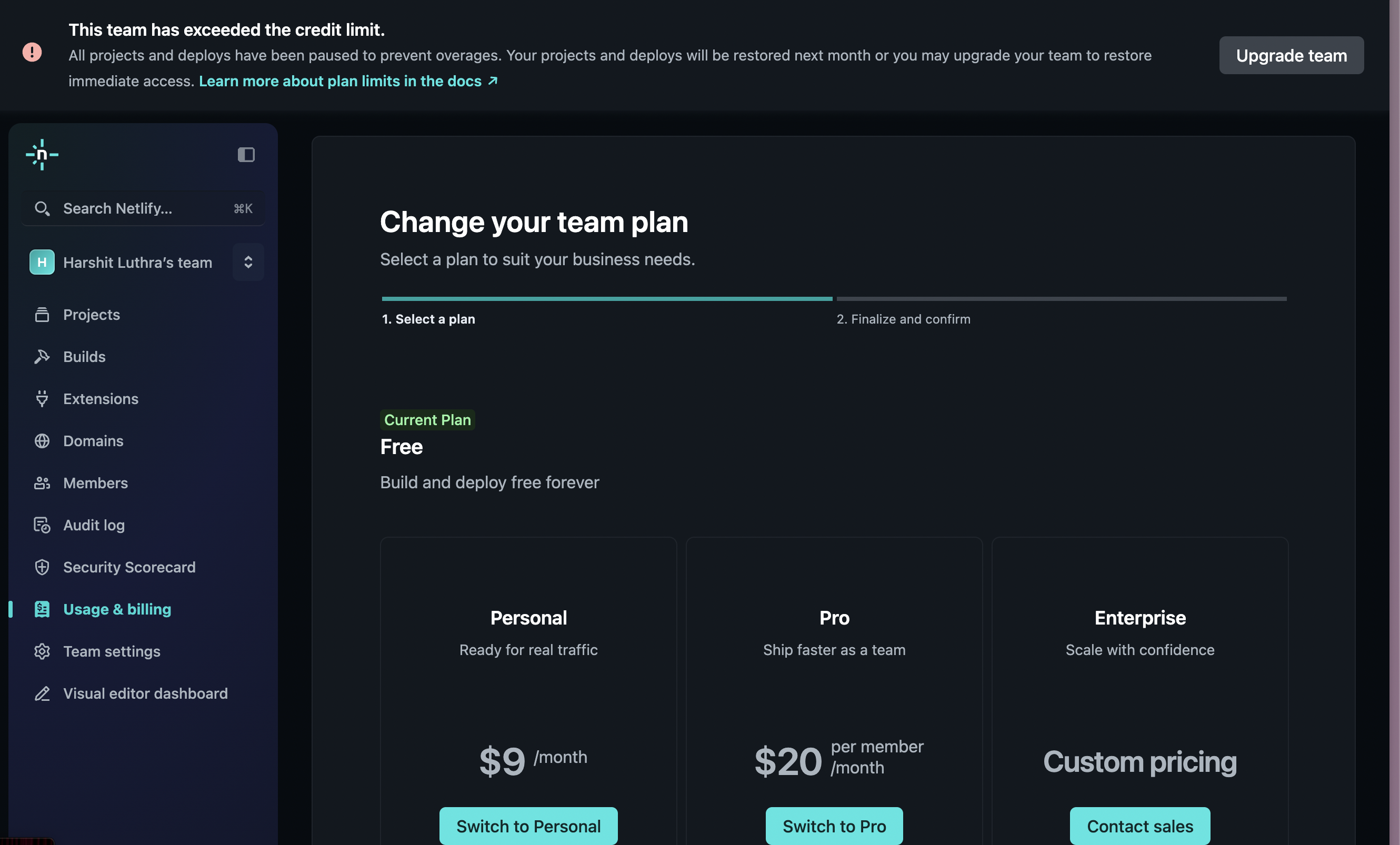 Netlify upgrade notice